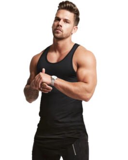 Stringer Solid Black Tank Top Plus Size